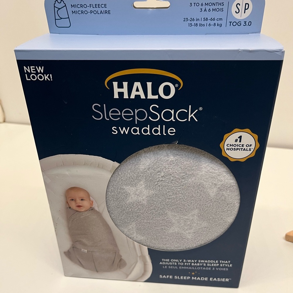 Halo Size Small 3-6 Month Mint Grey Star Print Micro-Fleece Sleep Sack Swaddle